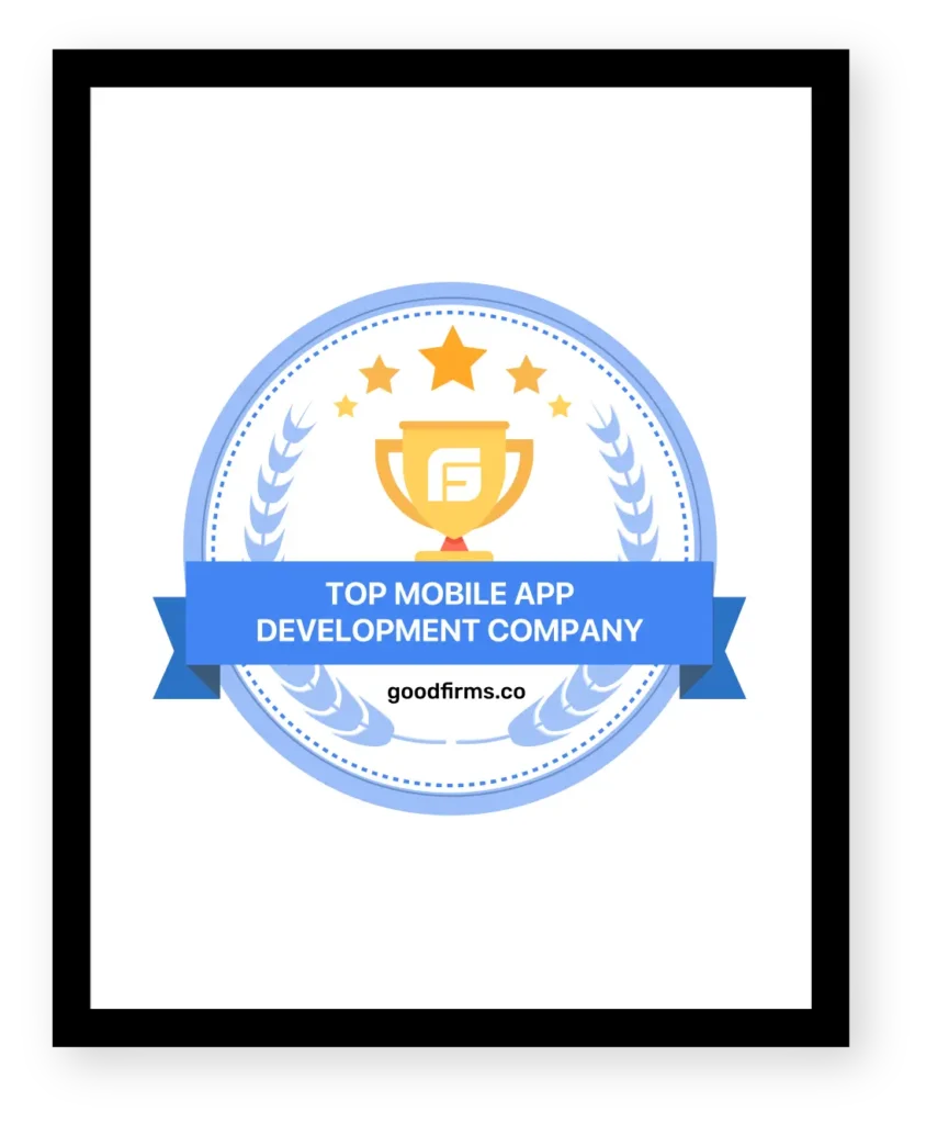An Blue colour logo with trophie represent Implies solution is Top mobile ap development company in india