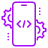 Purple Mobile object on background Describe Coding For Mobile Development