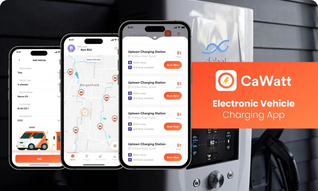 image of an electronic vehicle charging app